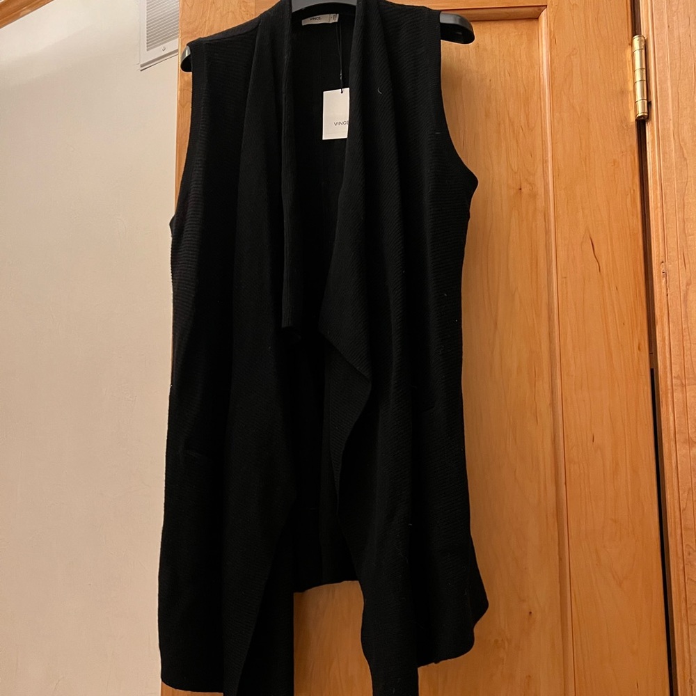 Vince asymmetric sweater vest 70% wool, 30% cashmere.